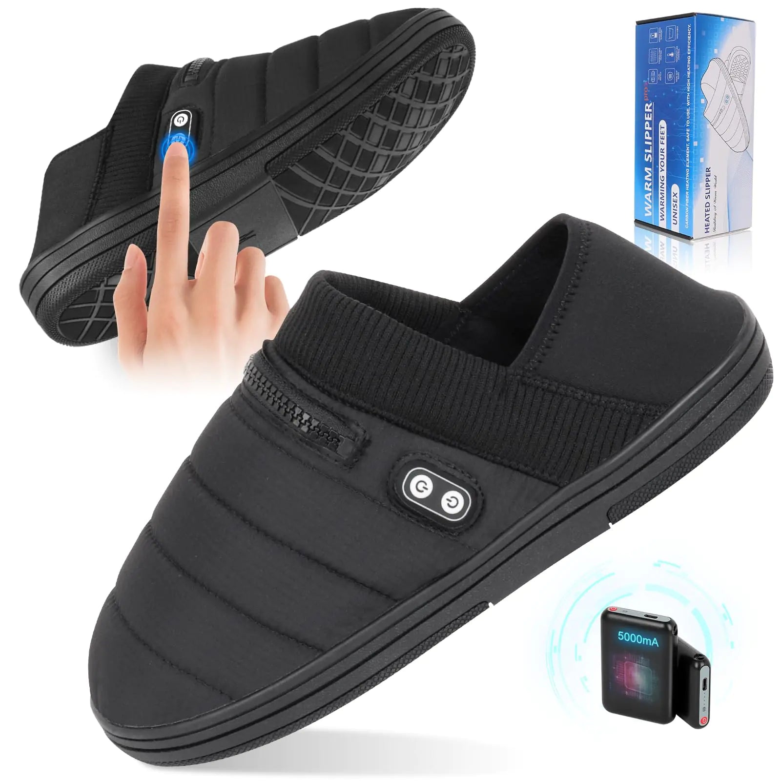 Heated Slippers BIAL Unisex Electric Heating Pad for Feet Rechargeable Battery Shoes Cordless Heat Foot Warmer Feet Warmer Winter Slippers Cold Weather Slippers for Men Women